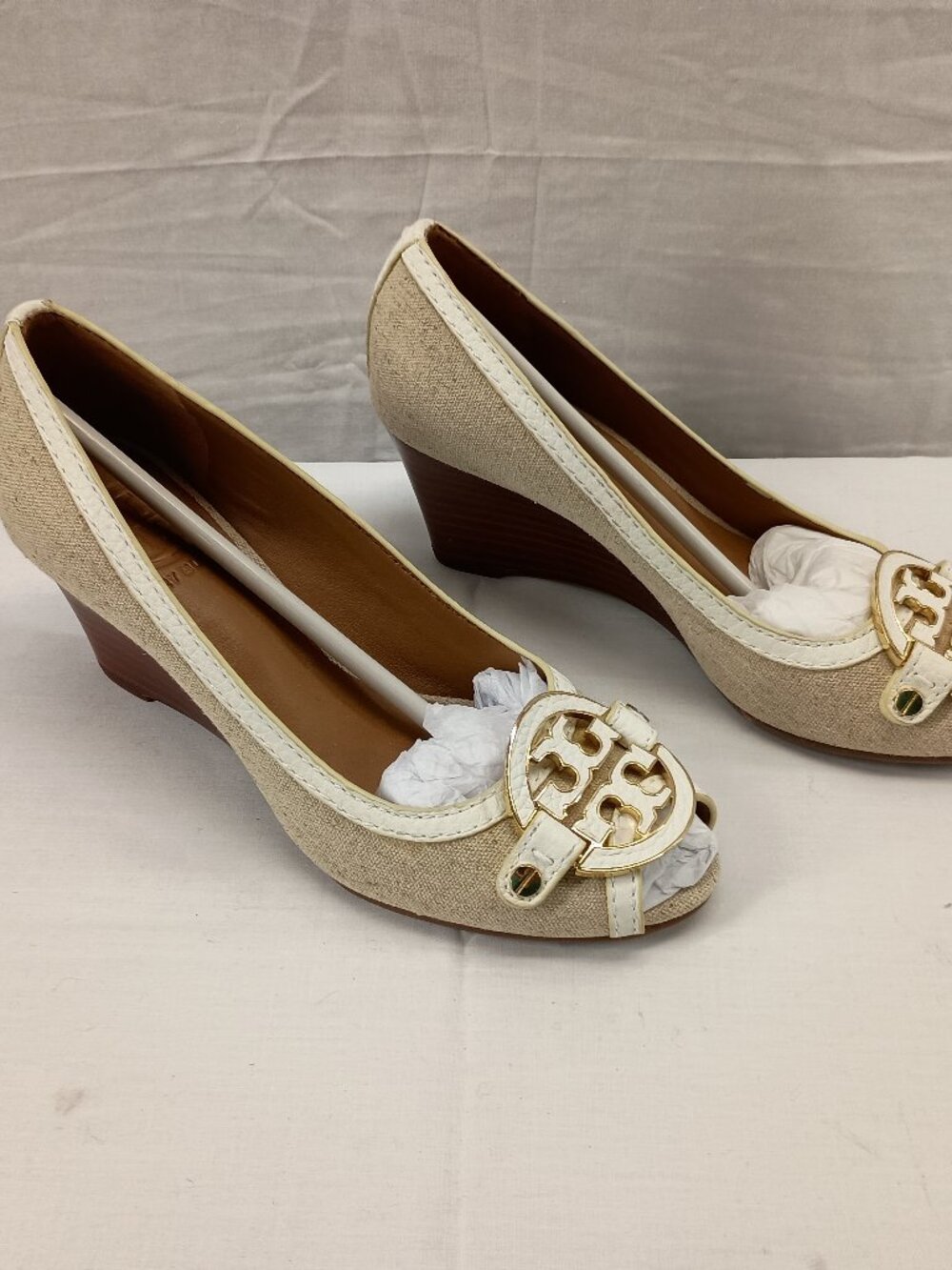 Tory Burch Amanda Open Toe Wedge size 6.5